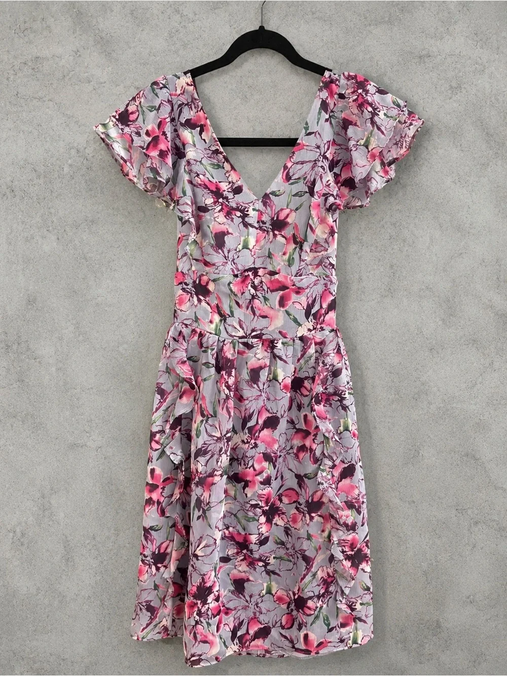 Express Floral Mini Dress in Pink and Lavender